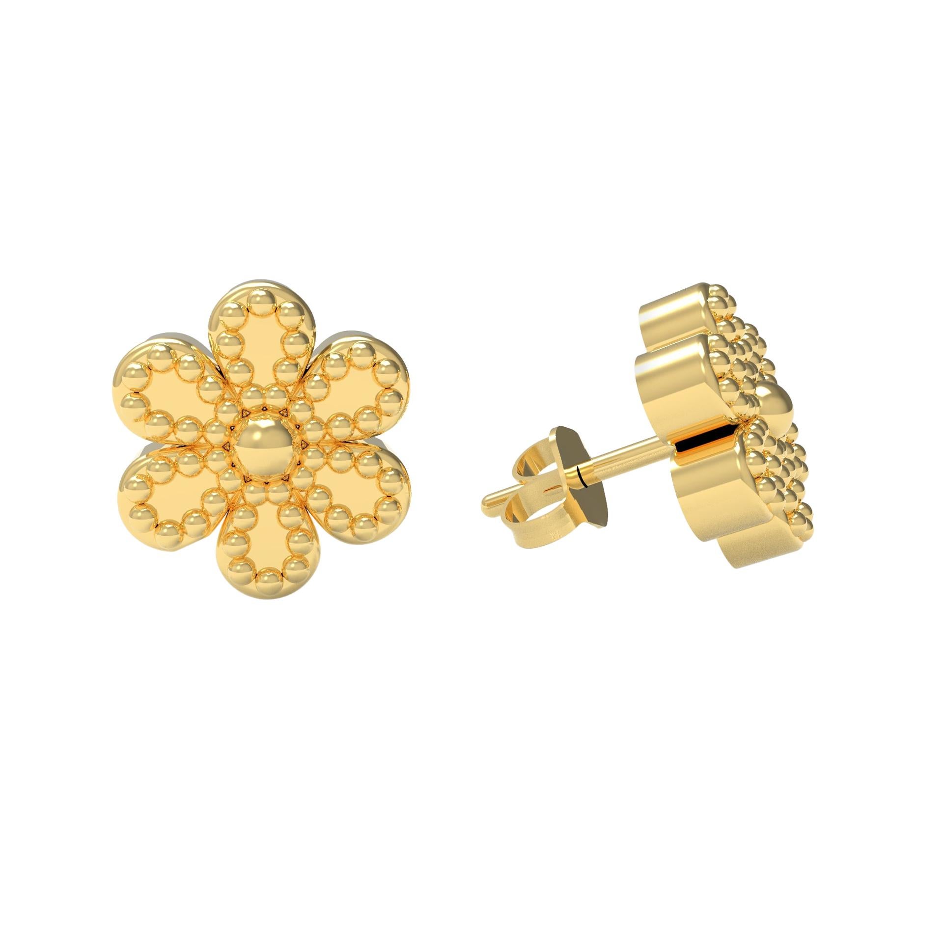 22 Karat Gold Rosette Earrings by Romae Jewelry Inspired by Ancient Designs