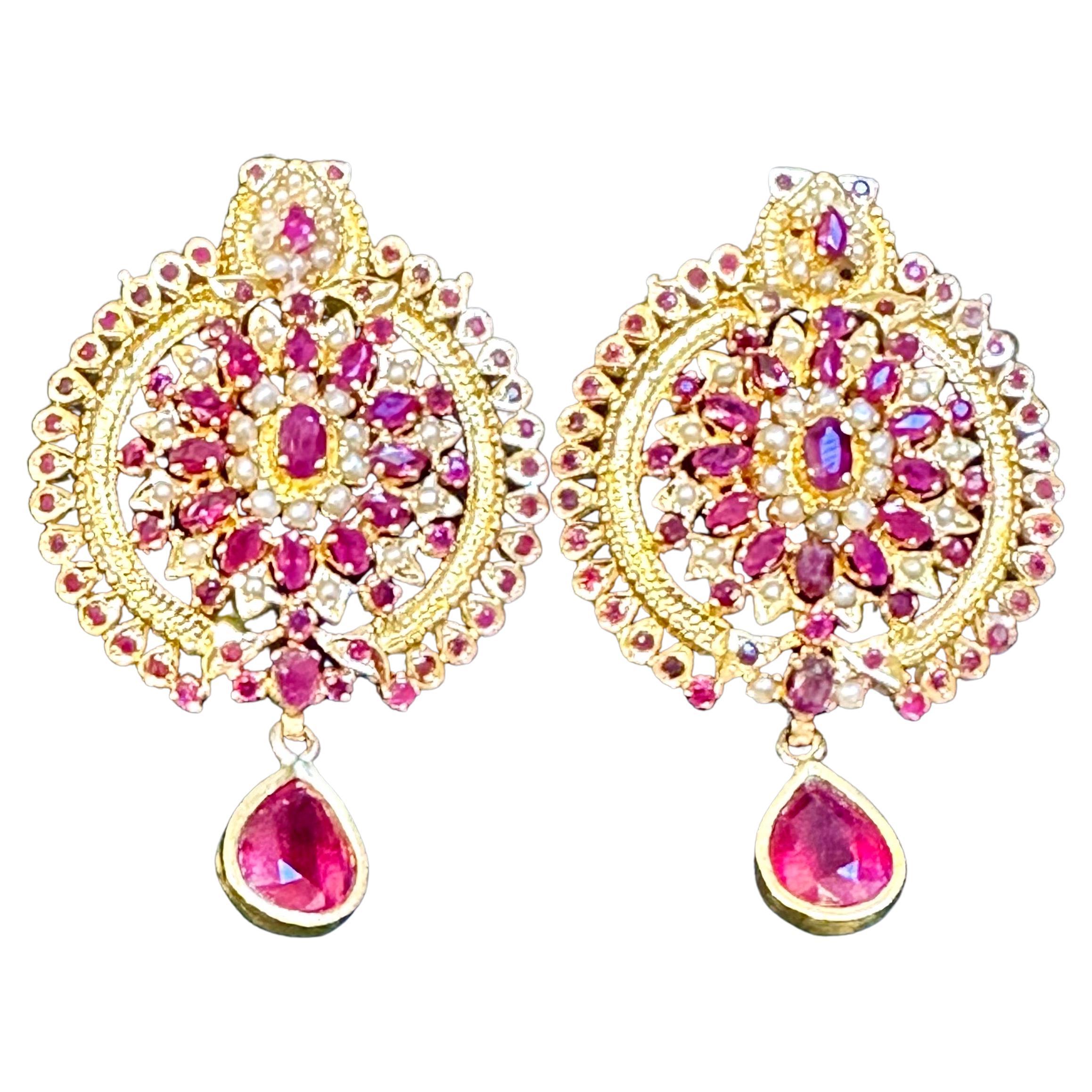 ruby and pearl earrings