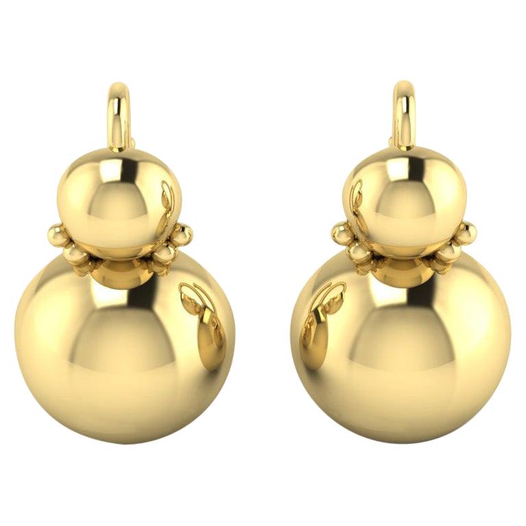 22 Karat Gold Small Sphere Earrings by Romae Jewelry Inspired by Roman Examples