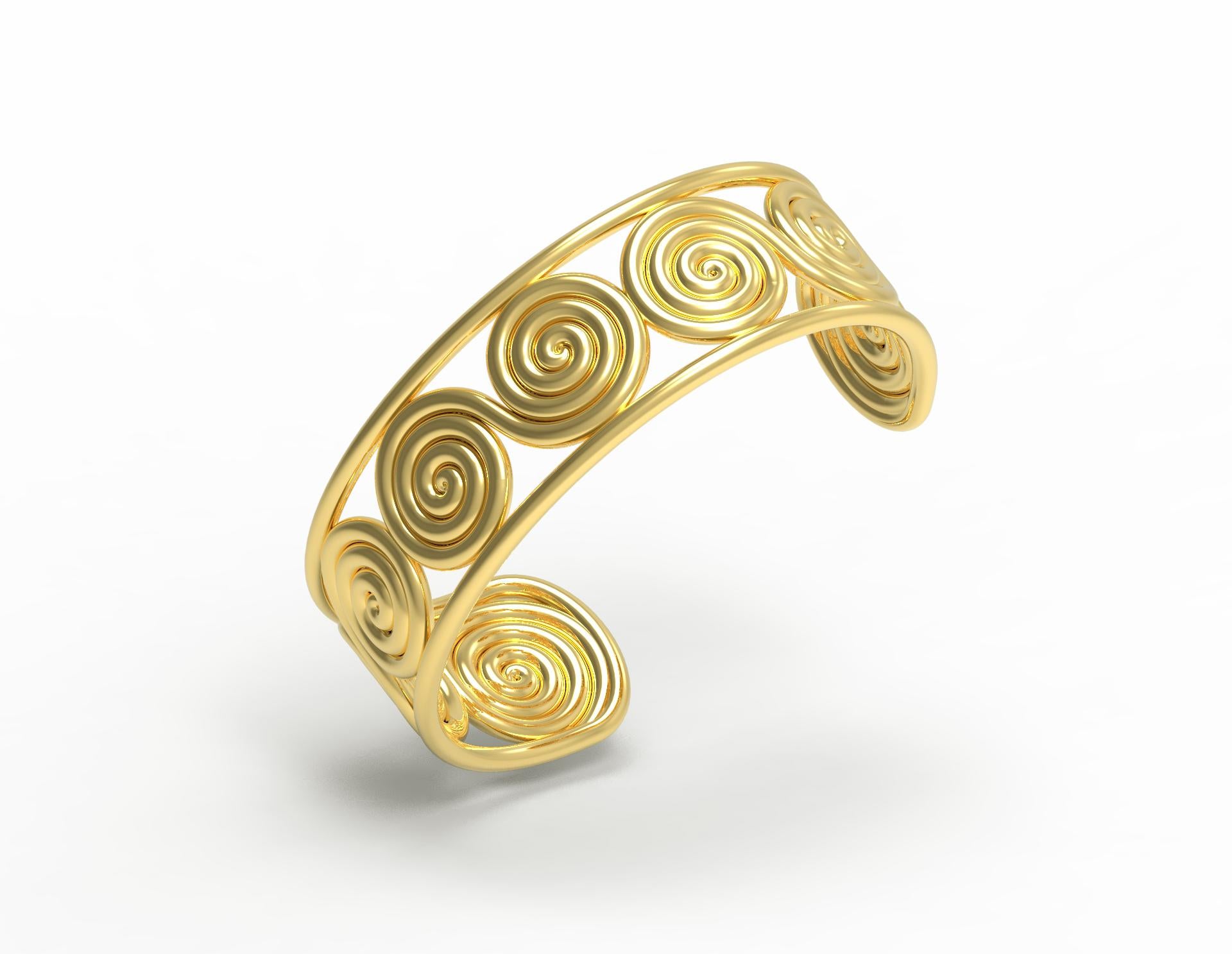 Romain classique Bracelet manchette en spirale en or 22 carats  en vente