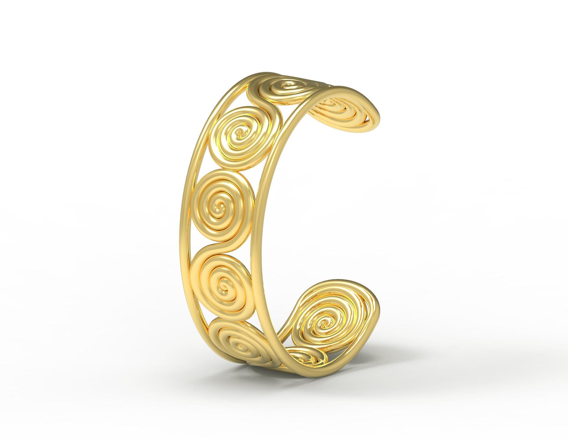 Bracelet manchette en spirale en or 22 carats  Neuf - En vente à Brooklyn, NY