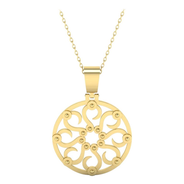 22 Karat Gold Sun Pendant by Romae Jewelry Inspired by an Ancient Roman Design For Sale