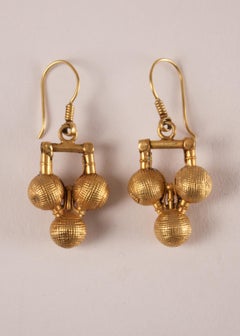 22 Karat Gold Traditional Gold Ball Earrings from India
