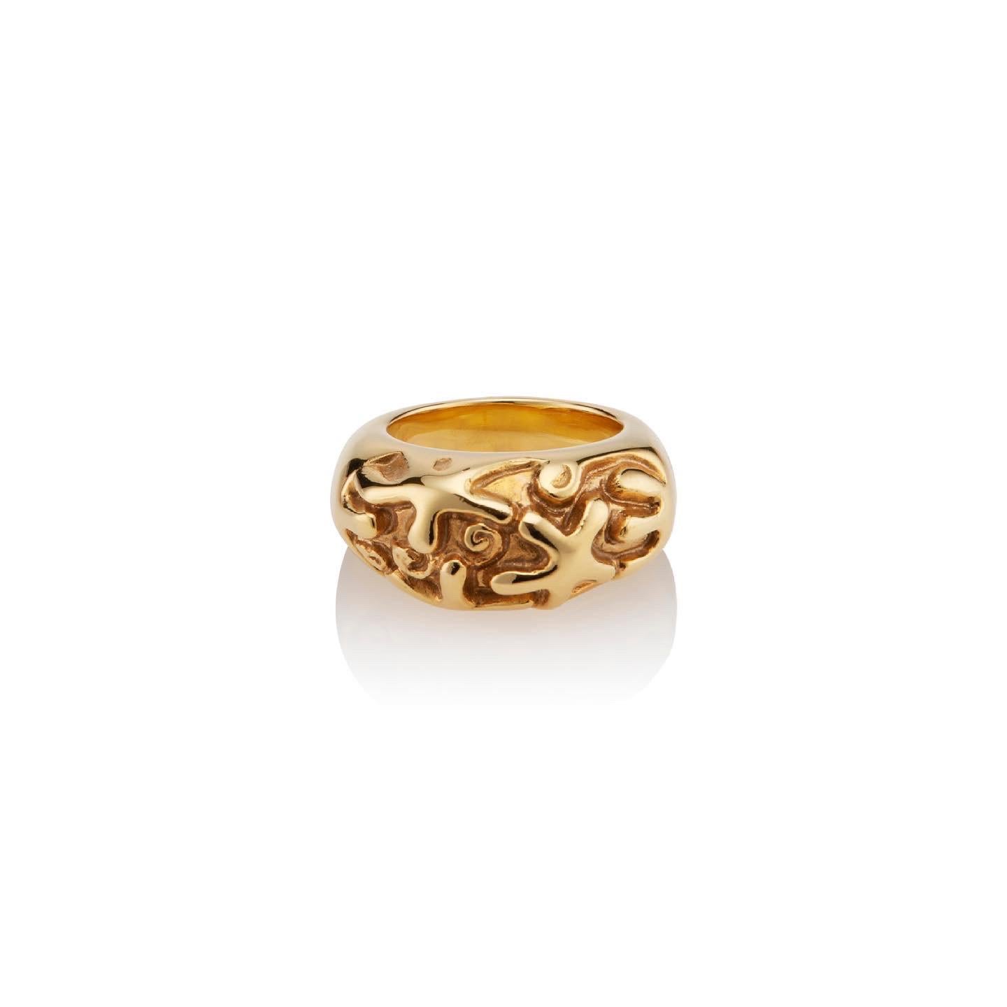 22 Karat Gold Vermeil Diaspora Starfish Ring by Chee Lee Designs

This Dome-shaped ring is embossed with a starfish, another celestial symbol that represents infinite divine love, and is a truly elegant design in 22 Karat gold vermeil.

Size 3- Ring