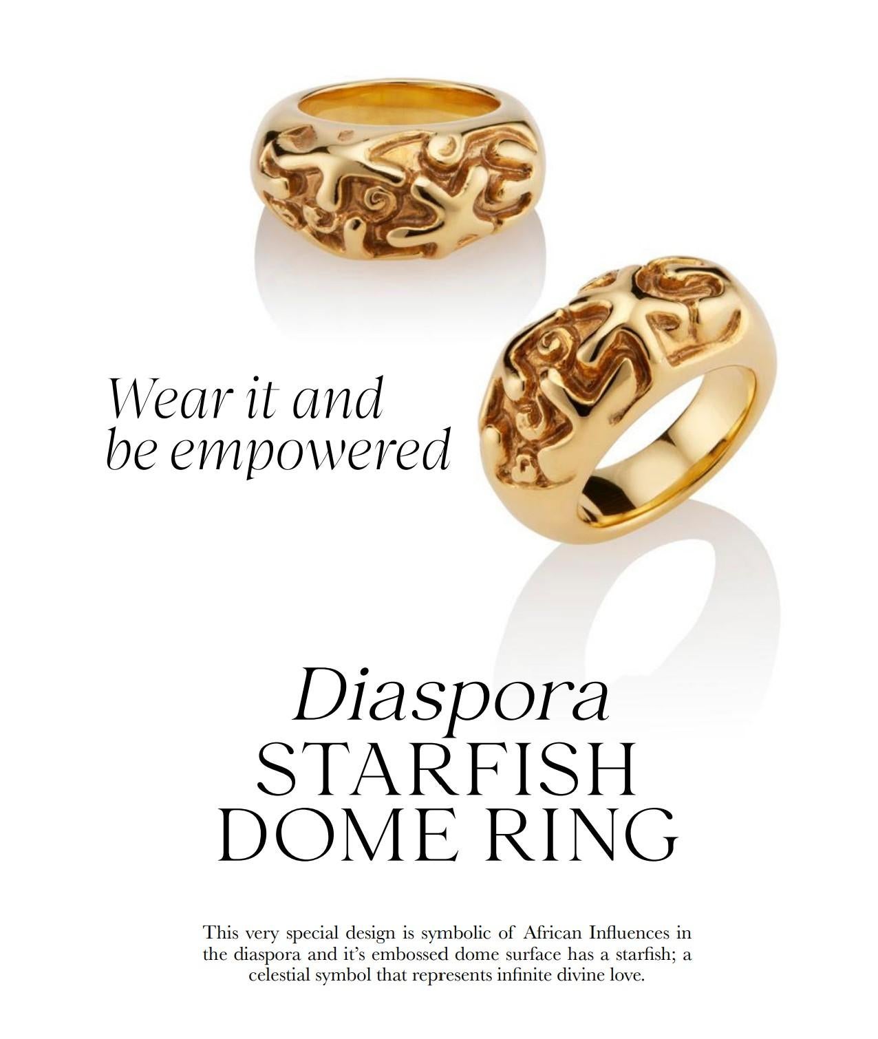 Women's or Men's 22 Karat Gold Vermeil Diaspora Starfish Ring by Chee Lee Designs For Sale
