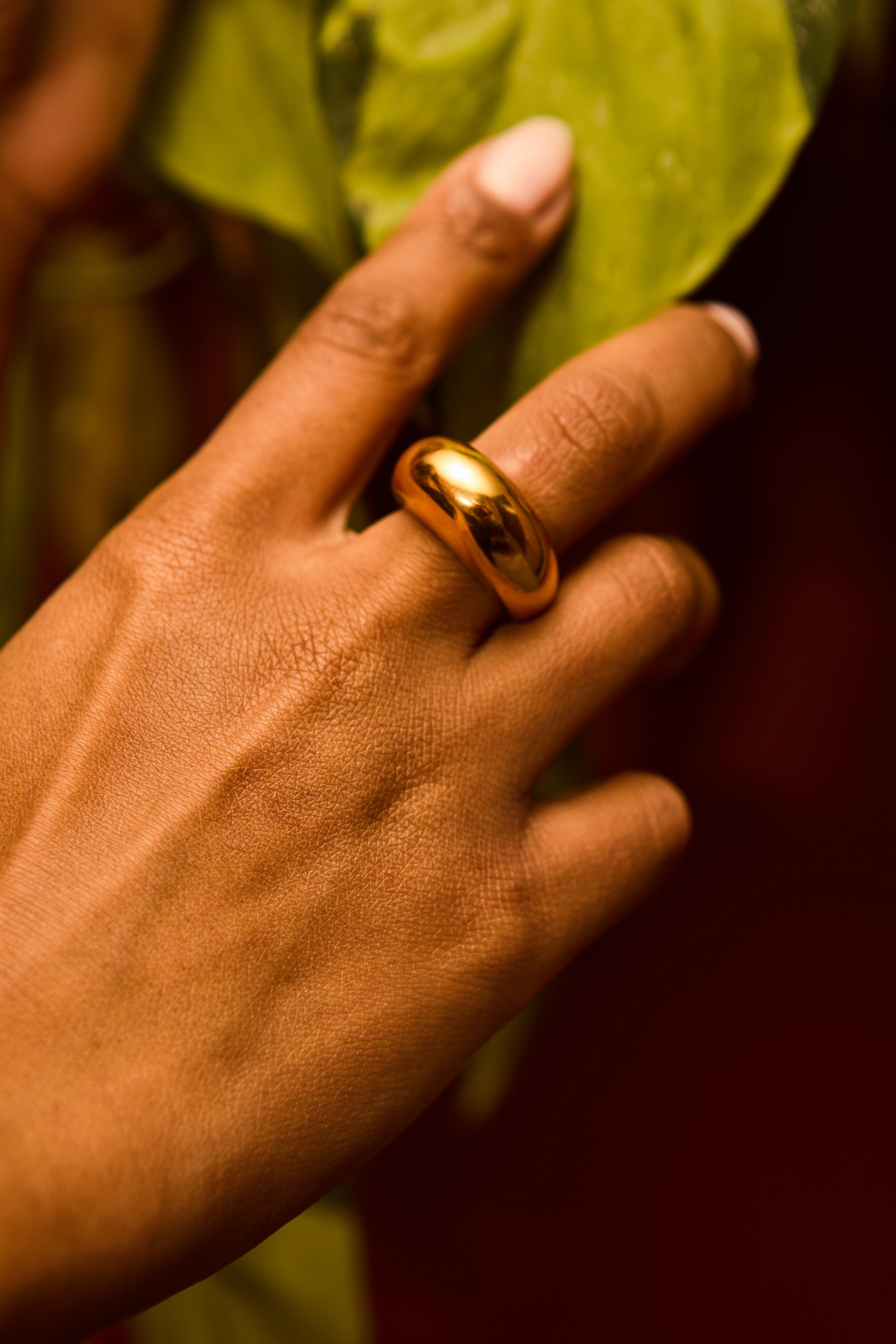 Artisan 22 Karat Gold Vermeil Enlarged Egg Dome Ring by Chee Lee New York For Sale