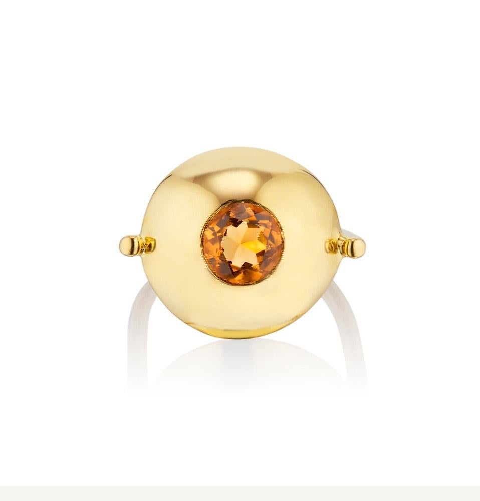 This bold 22 Karat Gold Vermeil Orbit Ring comes set with a beautiful Yellow Citrine center that draws the eye in.

Size 7- Ring Size is customizable.

All items are made to order, please allow 10-15 business days for items to ship after the order