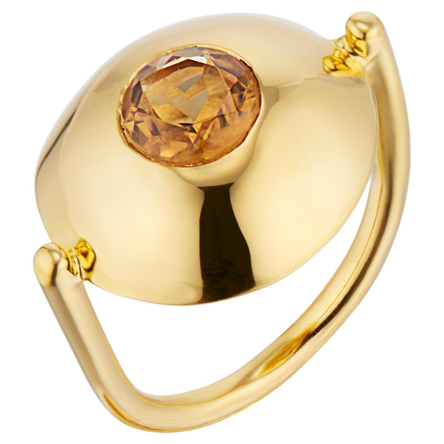 22 Karat Gold Vermeil Orbit Ring with Yellow Citrine by Chee Lee New York For Sale