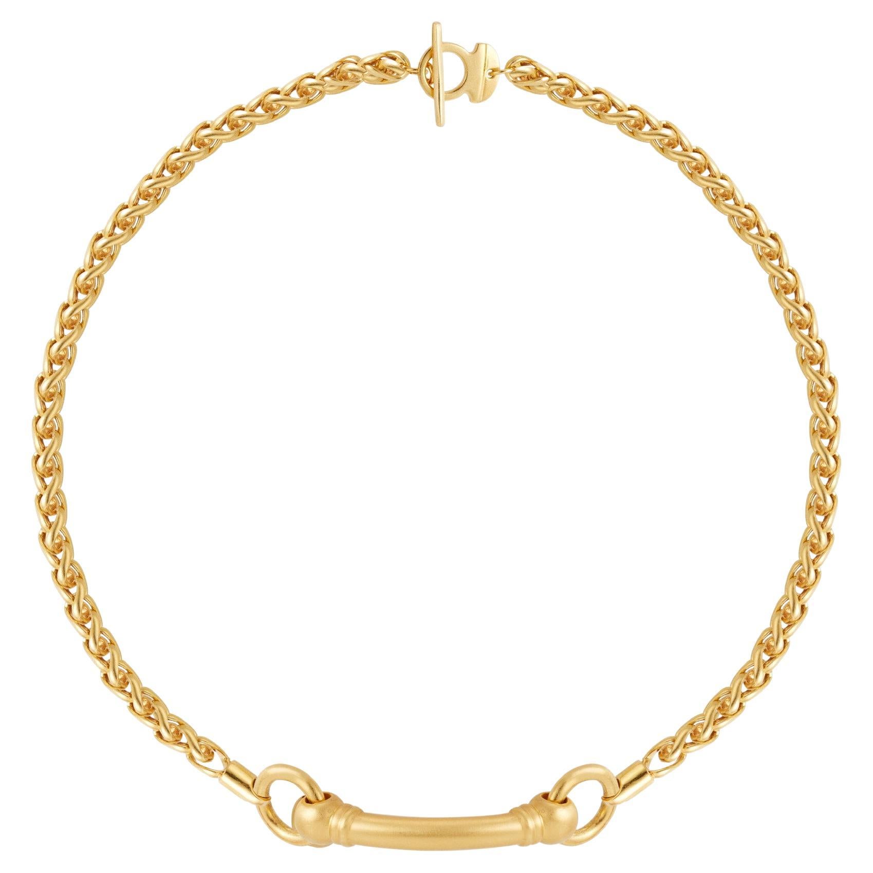 22 Karat Gold Vermeil Senelagos Bar Choker with Satin Finish by Chee Lee Designs