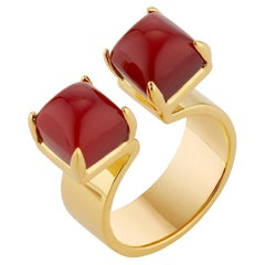 22 Karat Gold Vermeil Split Top Sugarloaf Carnelian Stones by Chee Lee New York