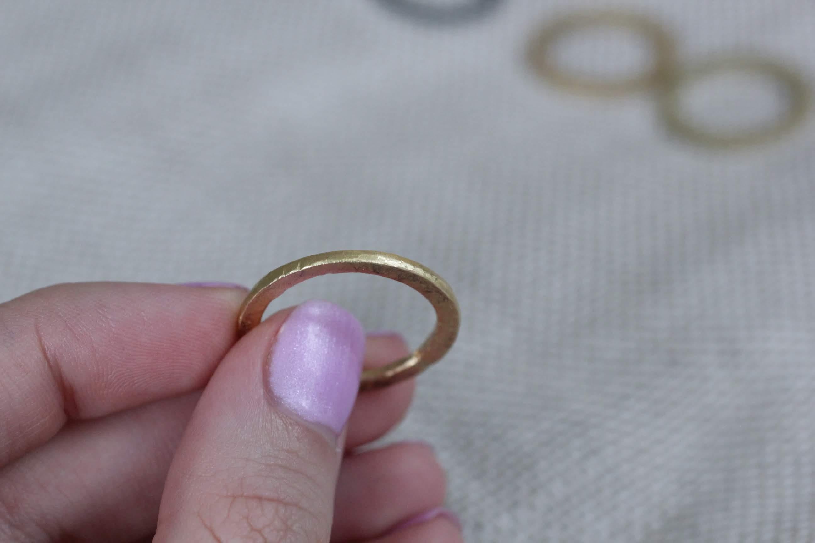 3mm wedding band on finger