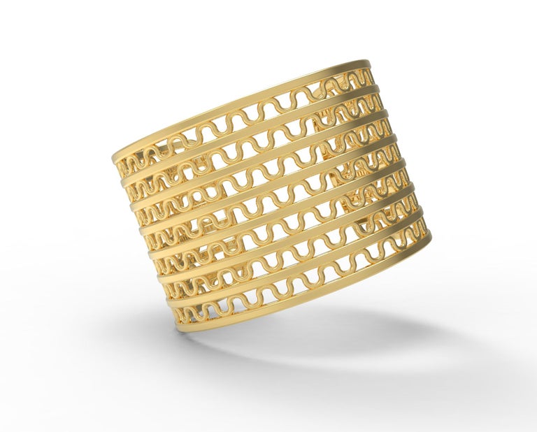 Etruscan Revival 22 Karat Gold Woven Cuff Bracelet by Romae Jewelry Inspired by Ancient Designs For Sale