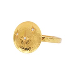 GURHAN 22 Karat Hammered Yellow Gold and Diamond Cocktail Ring