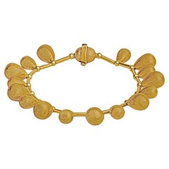 22 Karat Italian Yellow Gold Dangle Bead Bracelet