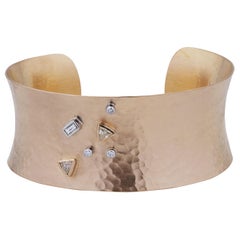22 Karat Peach Glow Open Cuff Bracelet With Triangle Diamonds