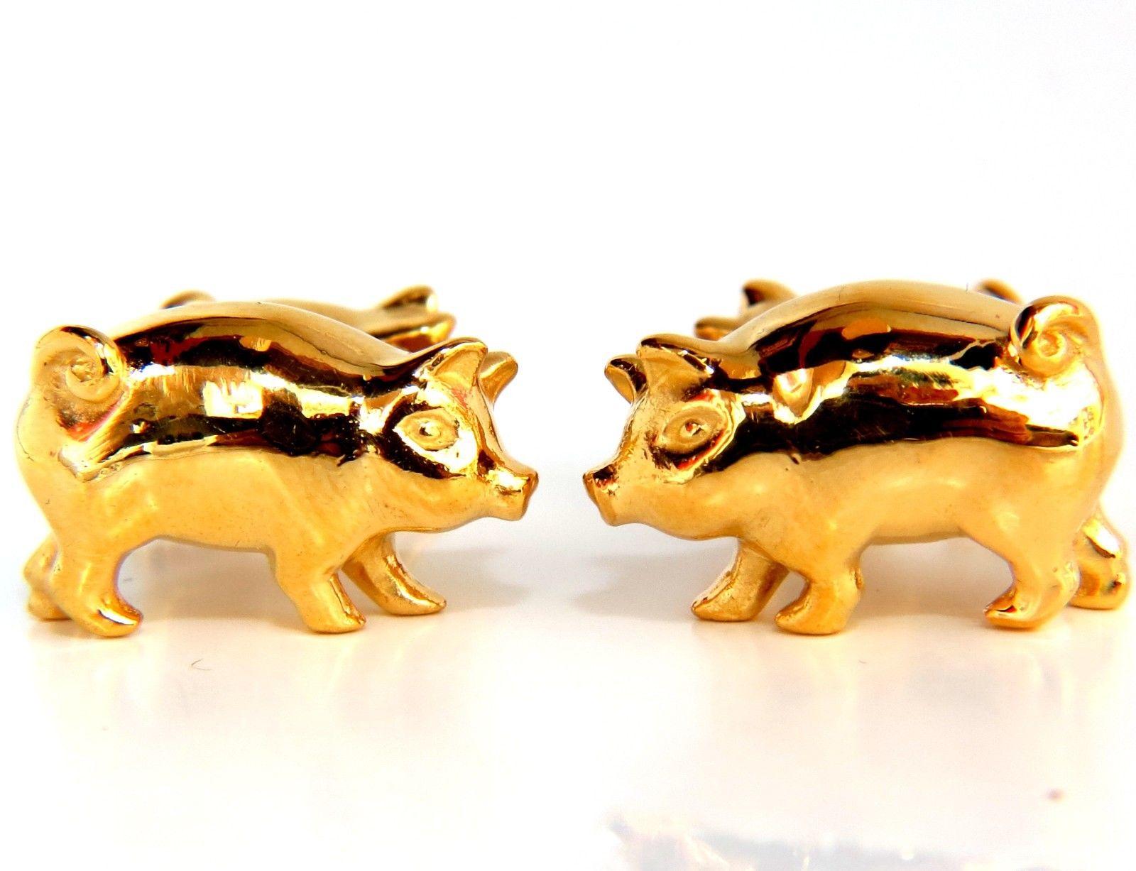 Amazing 3-D Pig / Swine Boar Cufflinks

22Kt. Gold (acid tested)

Larger: .84 X .52 inch

Smaller: .64 X .39 inch

Solid and durable.


Excellent for the everyday

These cufflinks will standout in any occasion

22kt. yellow gold & 31 grams.