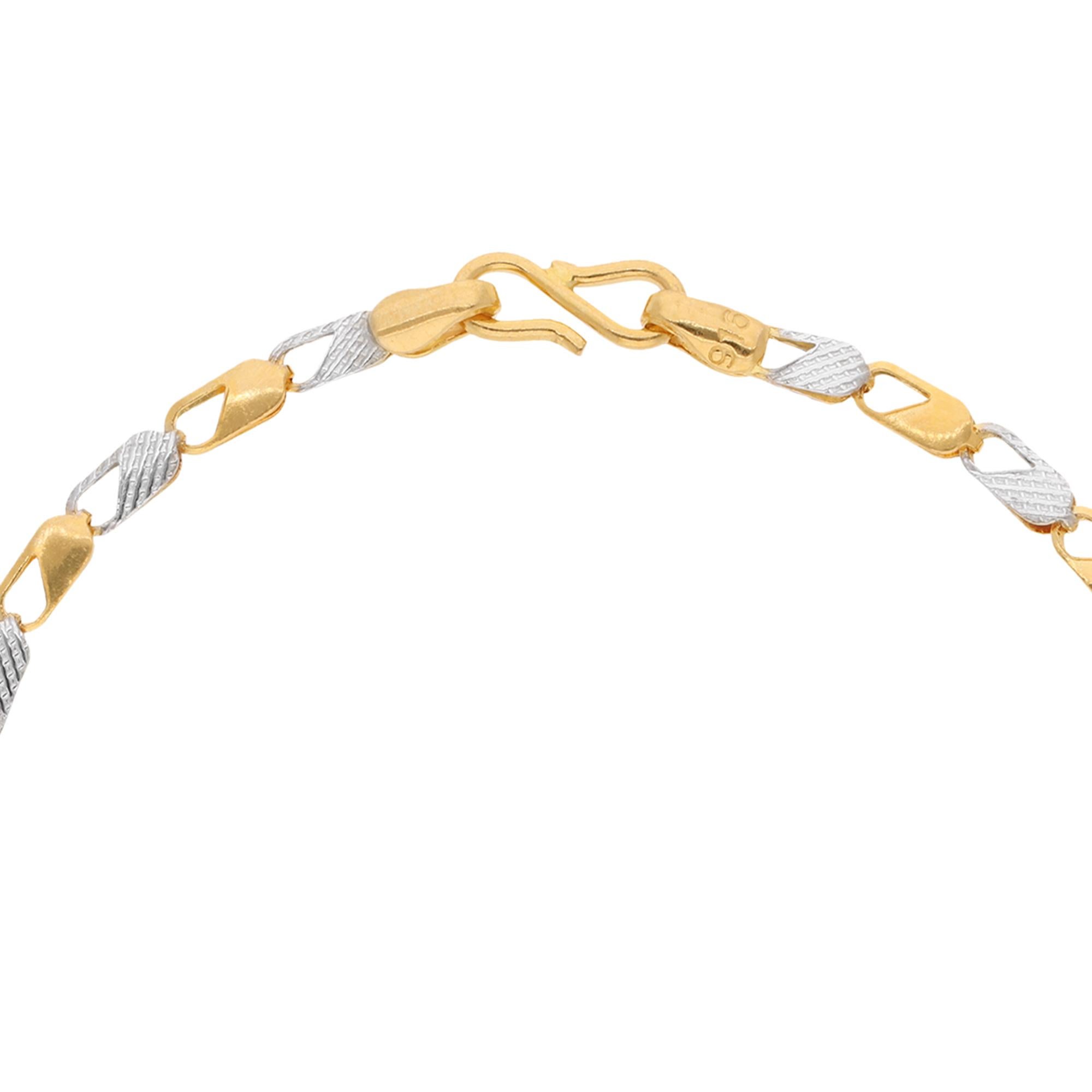 22 Karat massives Weiß-Gelbgold Hummerverschluss Design Armband Handgefertigt Schmuck im Angebot 1