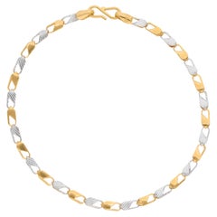 Bracelet à fermoir mousqueton en or blanc et jaune massif 22 carats, fabrication artisanale