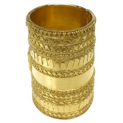 22 Karat Yellow Gold Wide Indian Cuff Bracelet