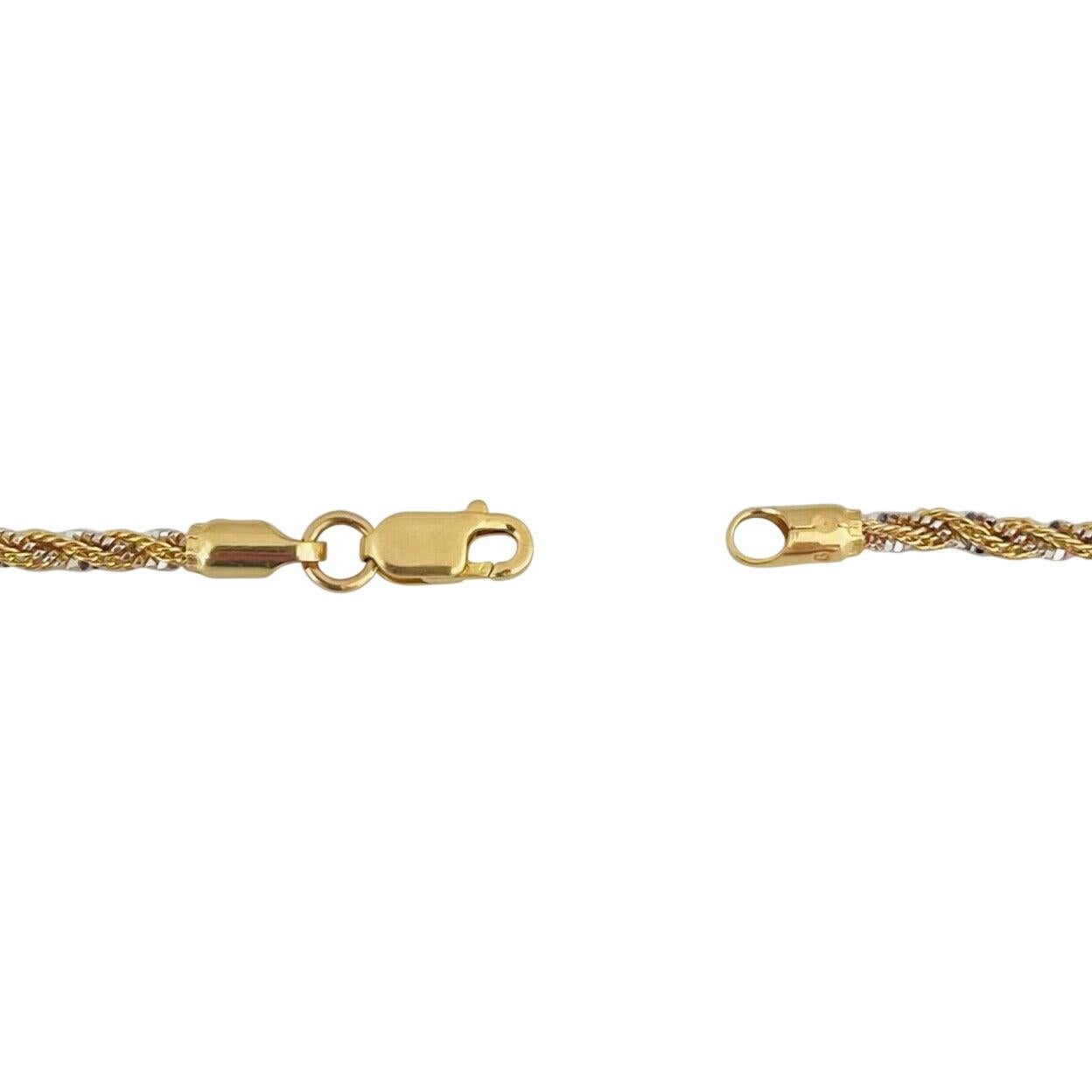 22 Karat Gelb- und Weißgold Solid Thin Twisted Rope Halskette  2