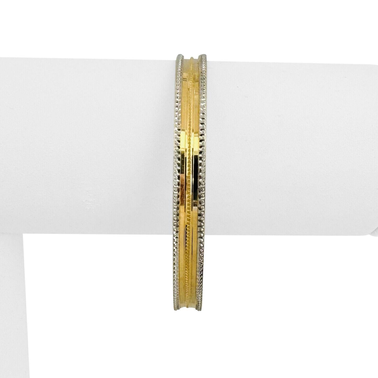 22k Gelb- und Weißgold 13,1g solide zweifarbig 6,5mm Fancy Armreif Armband 7