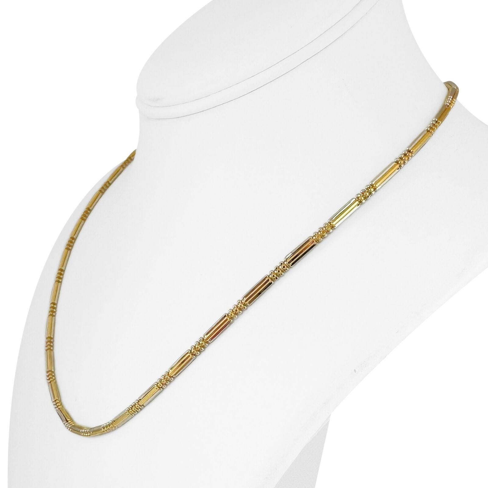 22k Yellow and White Gold 13.3g Two Tone 2.5mm Bar and Bead Link Necklace 18