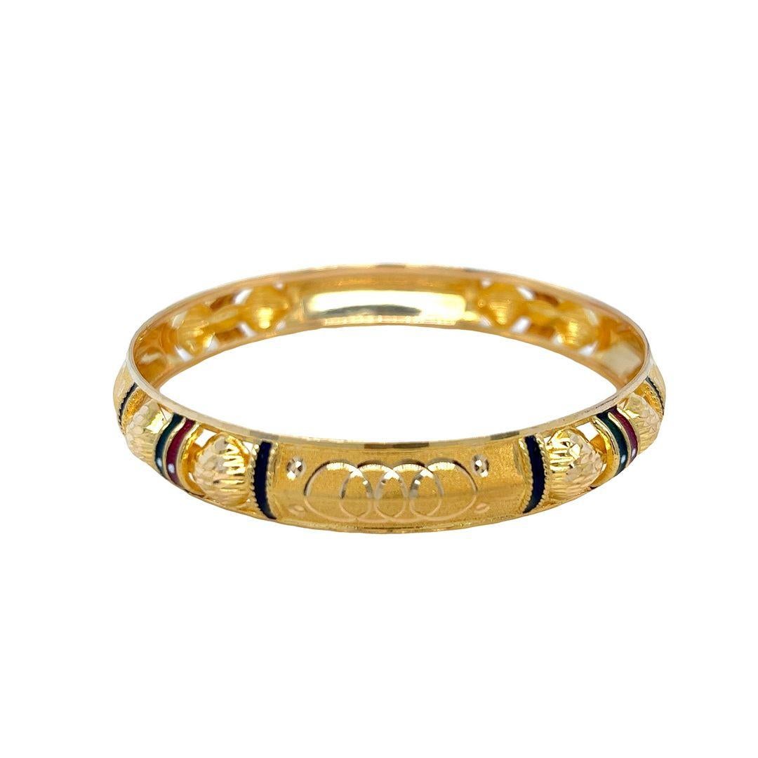 22 karat yellow gold and enamel bangle In Good Condition For Sale In Coral Gables, FL