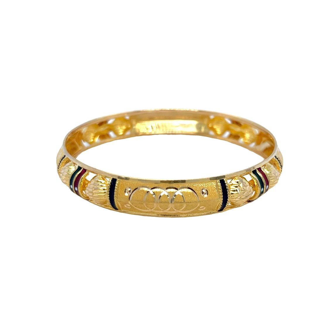 Women's 22 karat yellow gold and enamel bangle For Sale