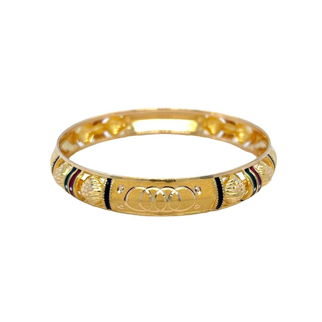 22 karat yellow gold and enamel bangle For Sale 1