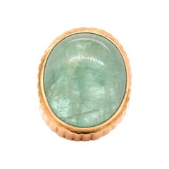 22 Karat Yellow Gold Cabochon Cut Emerald Ring