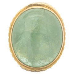 22 Karat Yellow Gold Cabochon Cut Emerald Ring