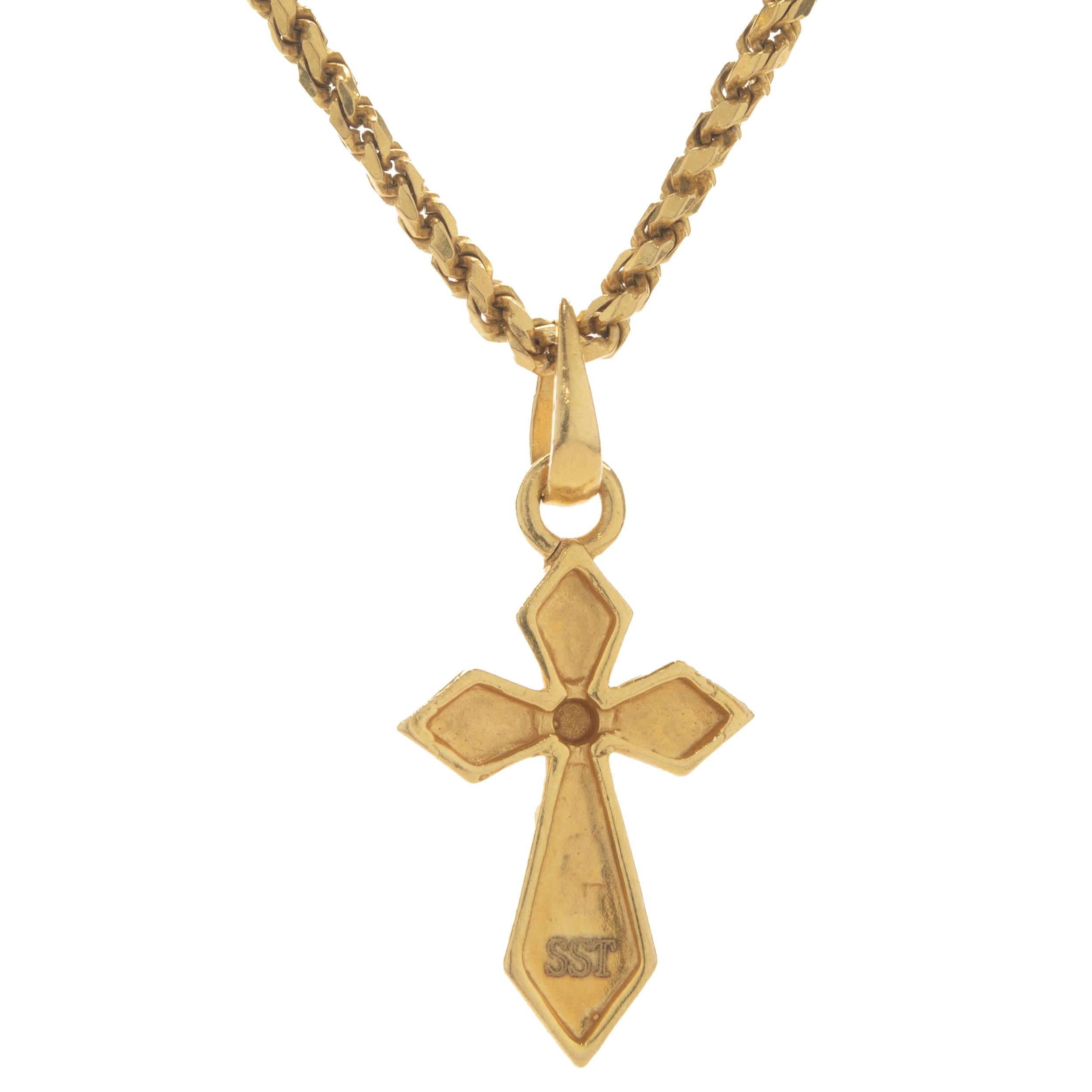 Designer: custom
Material: 22K yellow gold
Dimensions: necklace measures 18-inches in length
Weight: 13.90 grams