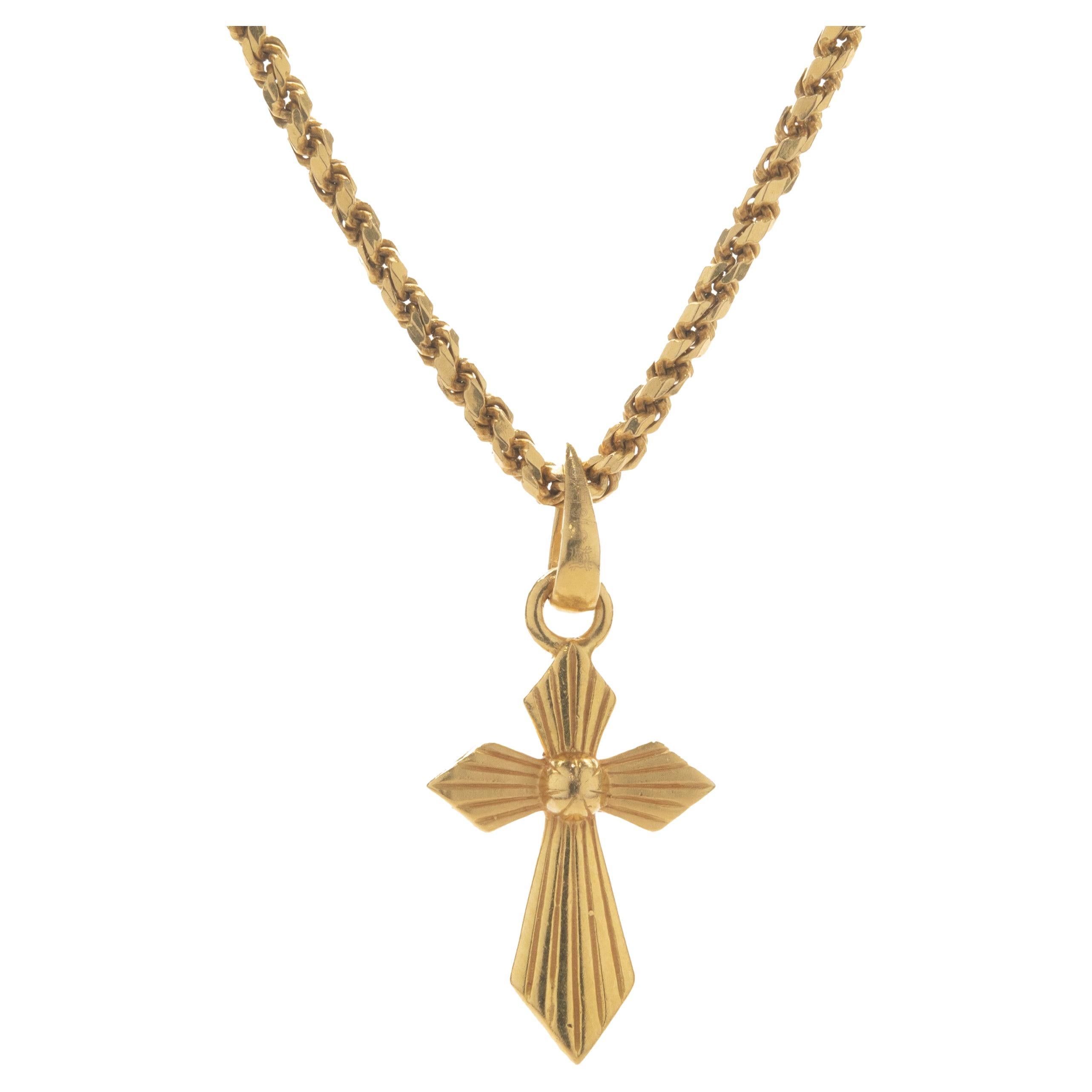 22 Karat Yellow Gold Cross Necklace