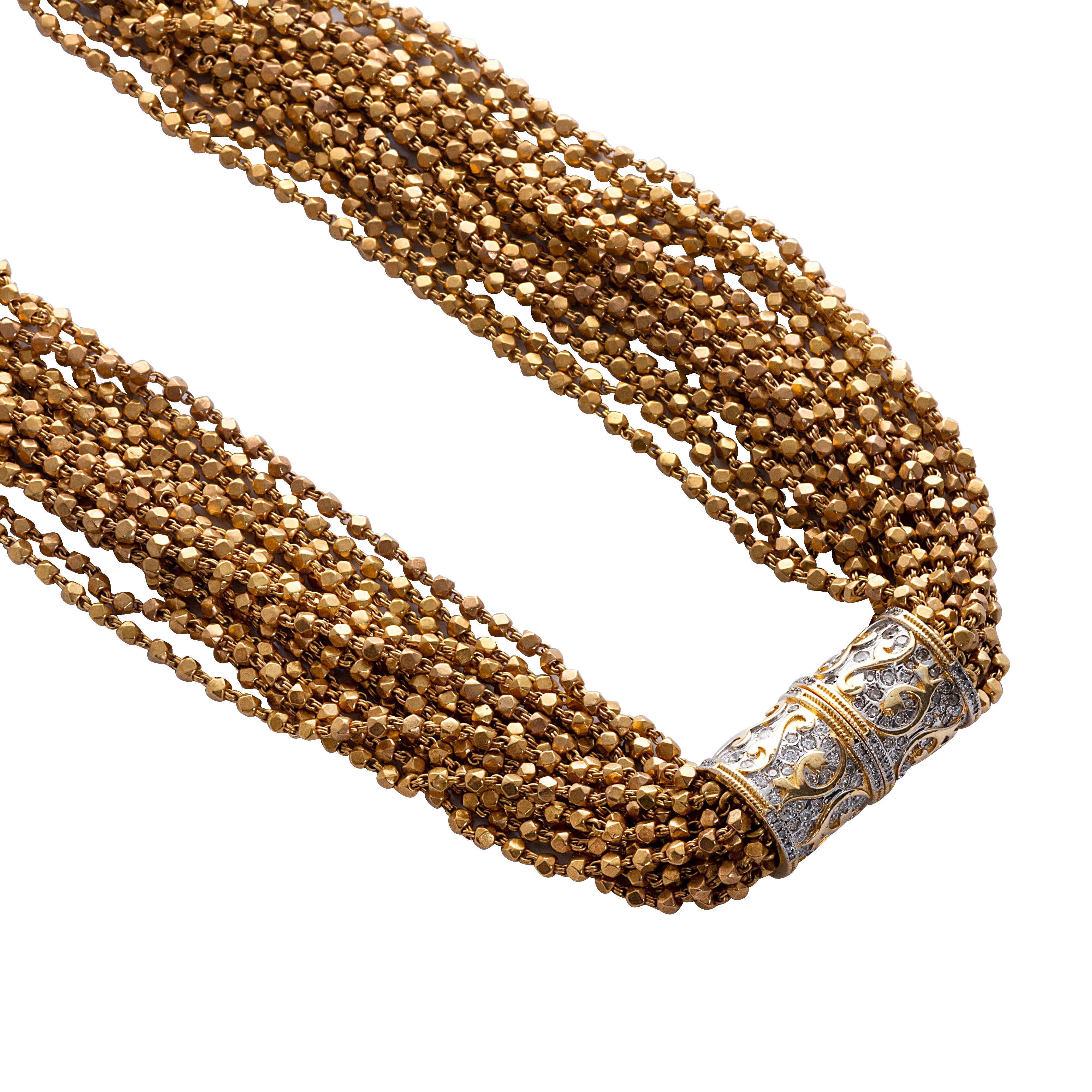 Women's 22 Karat Yellow Gold Detachable Necklace with 18 Karat Gold Diamond Clasps