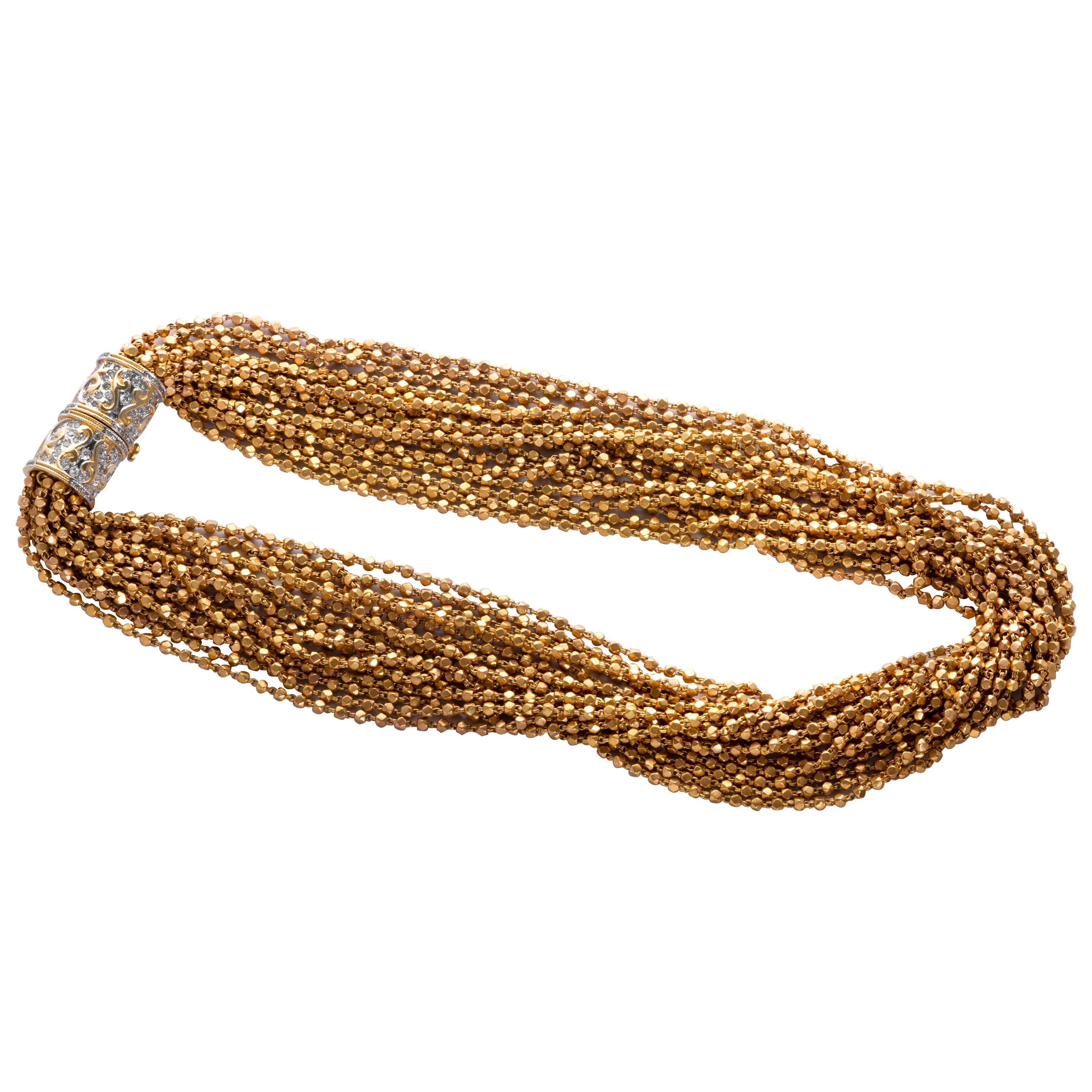 22 Karat Yellow Gold Detachable Necklace with 18 Karat Gold Diamond Clasps