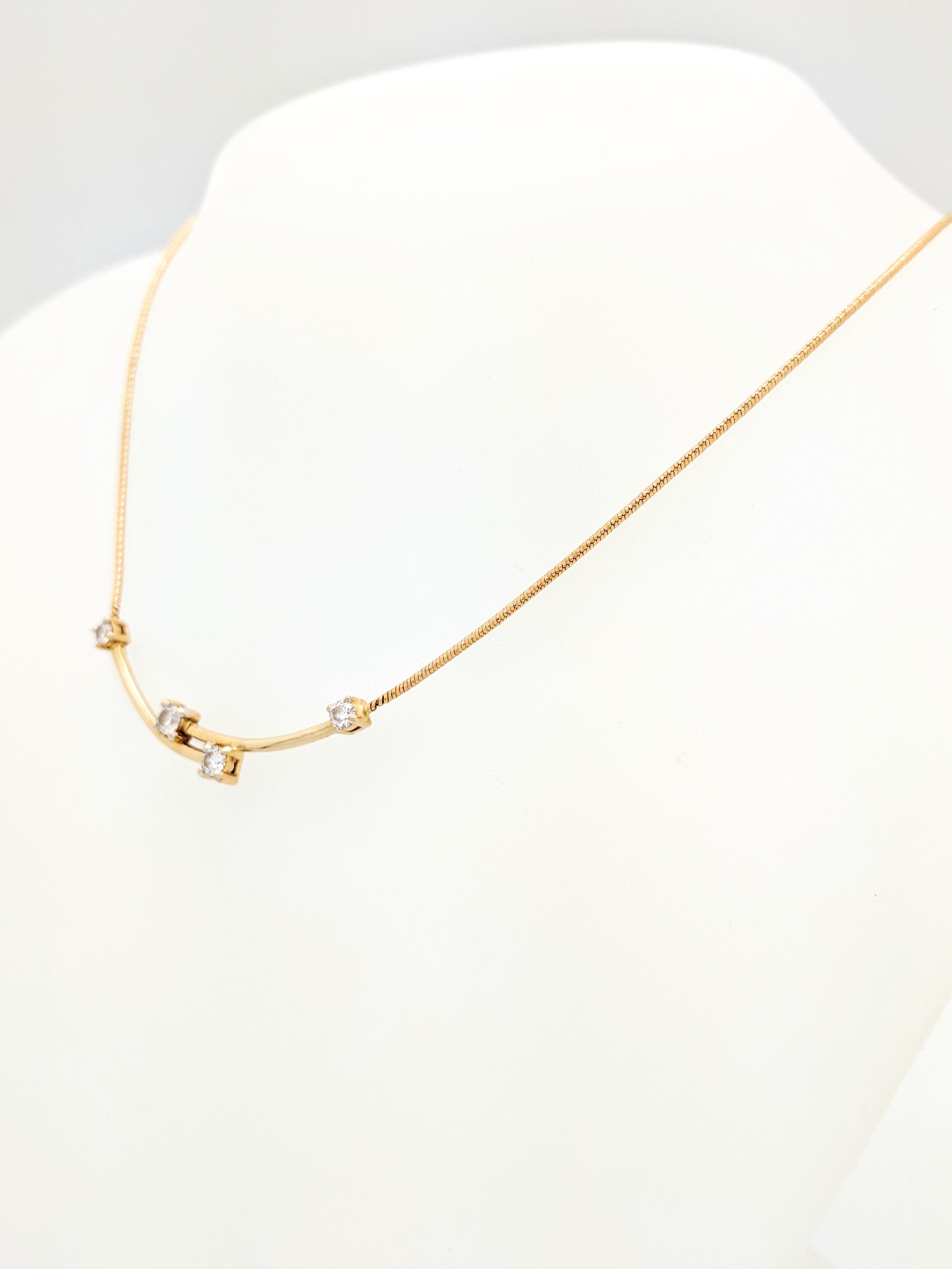 Contemporary 22 Karat Yellow Gold Diamond Bar Necklace .50 Carat SI1/H For Sale