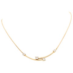 22 Karat Yellow Gold Diamond Bar Necklace .50 Carat SI1/H