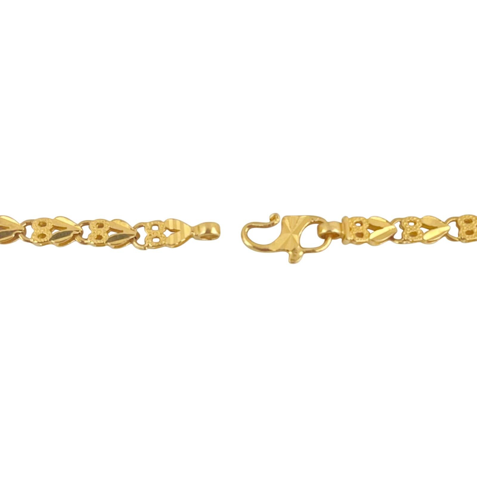 Women's or Men's 22 Karat Yellow Gold Diamond Cut  Fancy Heart Link Chain Necklace 