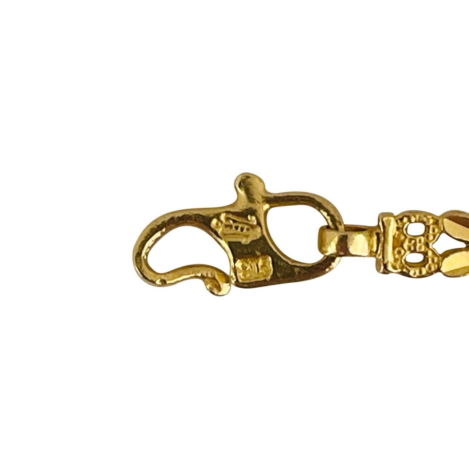 22 Karat Yellow Gold Diamond Cut  Fancy Heart Link Chain Necklace  1