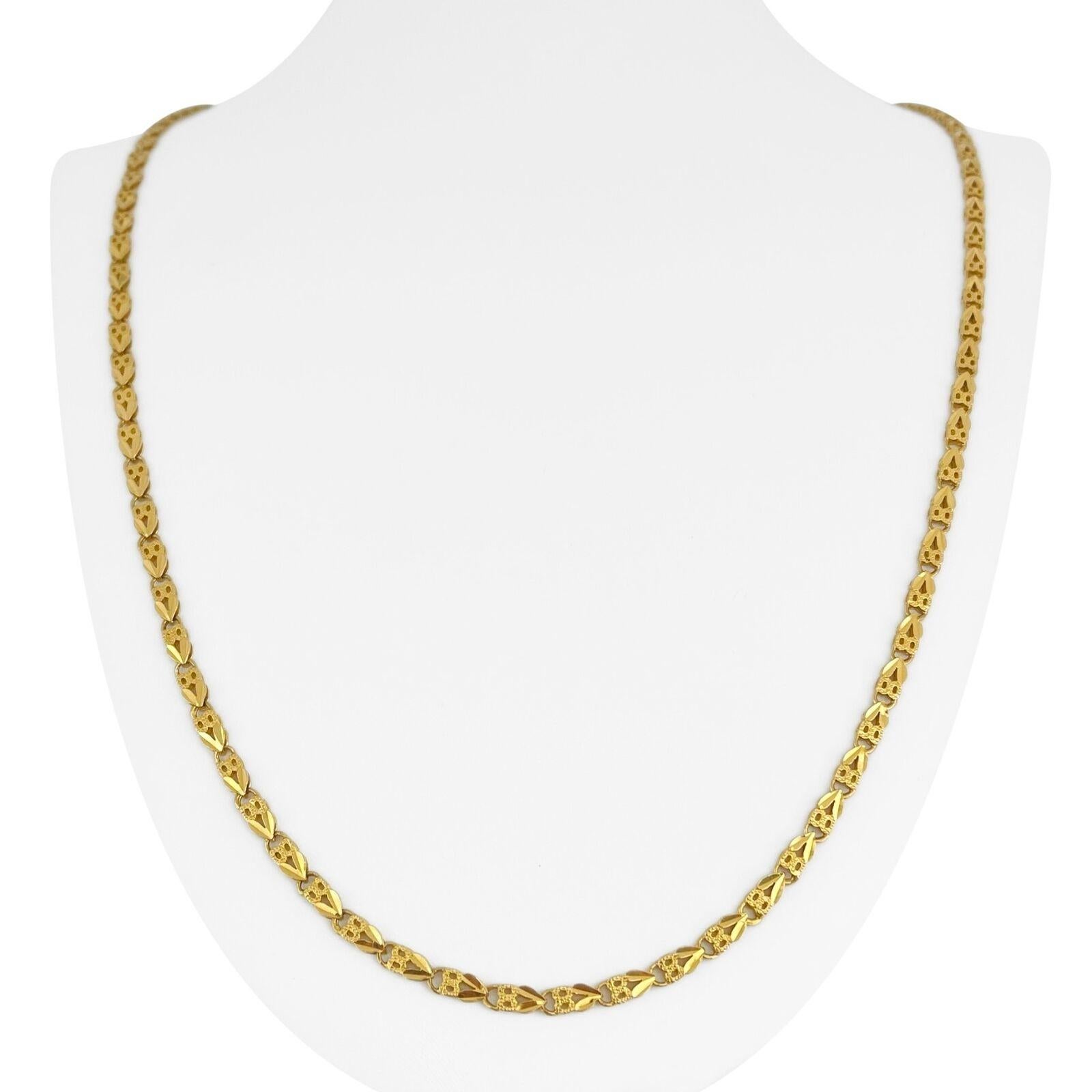 22 Karat Yellow Gold Diamond Cut  Fancy Heart Link Chain Necklace 