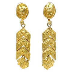 22 Karat Gelbgold baumelnde Ohrringe mit Tropfen