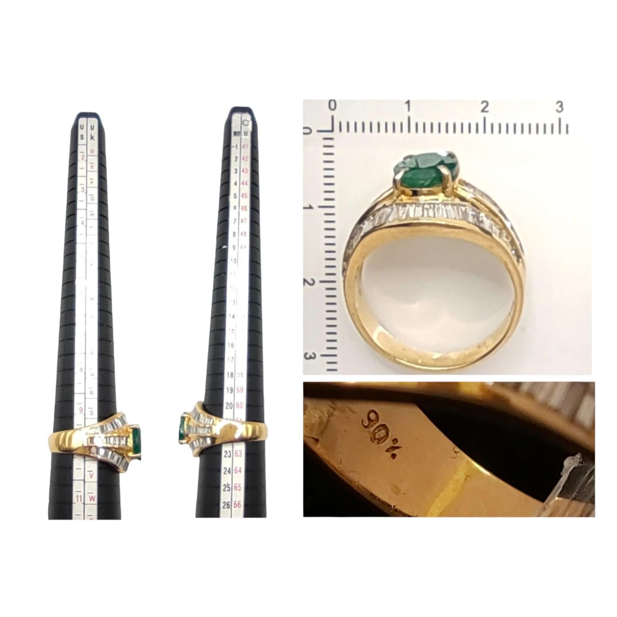22 karat yellow gold  Emerald Diamond  women Cocktail Ring For Sale 8