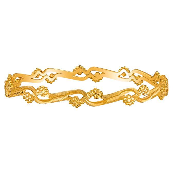 22 Karat Yellow Gold Etched Bangle Bracelet