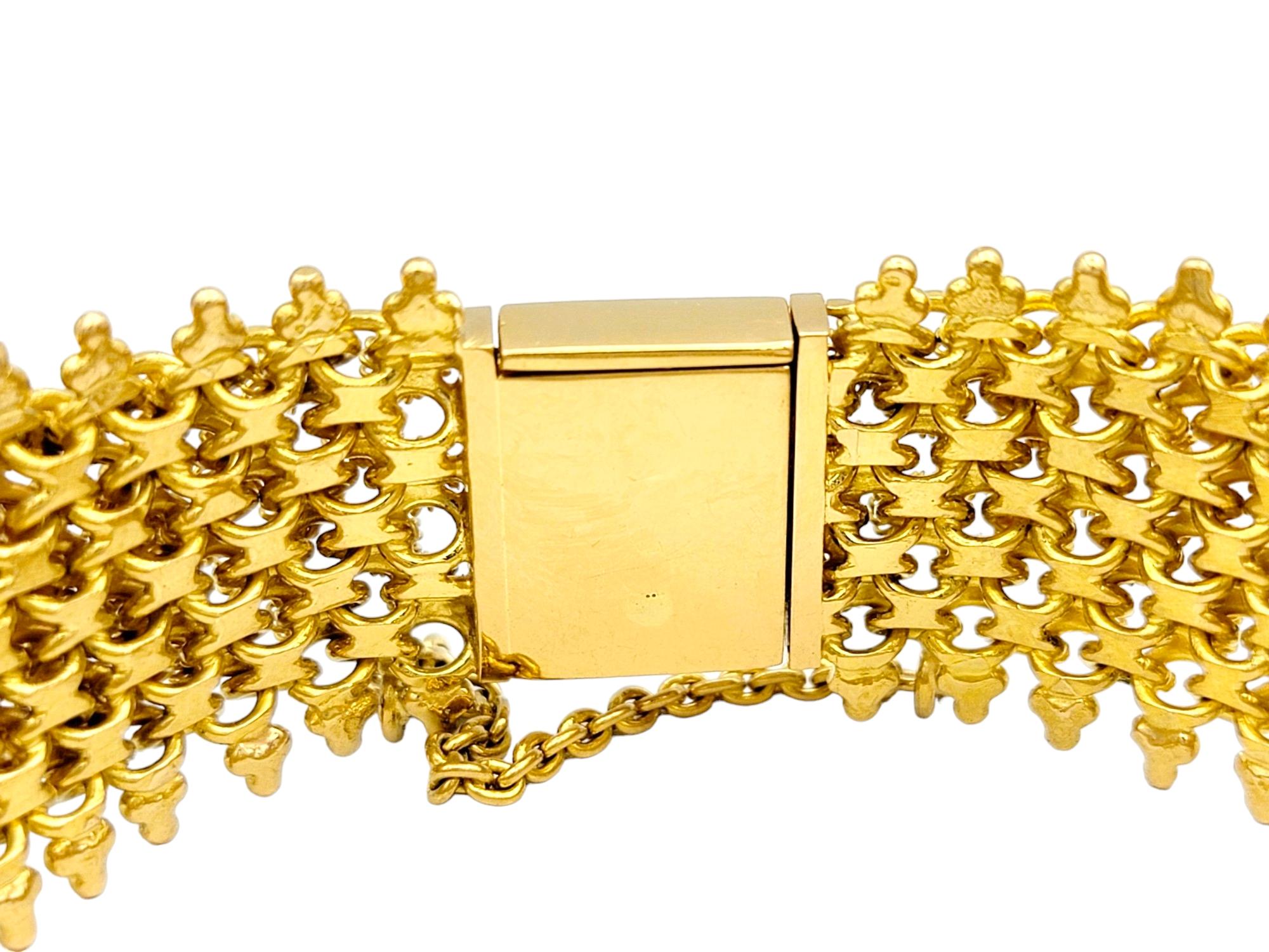 Contemporary 22 Karat Yellow Gold Flexible Cuff Style Bracelet with Granulated Design  For Sale