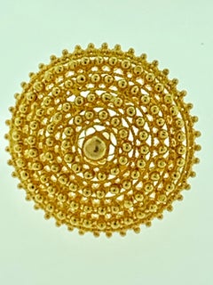 22 Karat Yellow Gold Flower Big Stud Earring, Omega Back, 22 Karat Gold