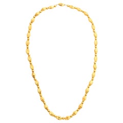 22 Karat Yellow Gold Fluted Links Necklace Screw Clasp