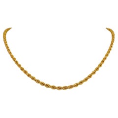 22 Karat Yellow Gold Hollow Light Rope Chain Necklace 