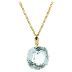 22 Karat Yellow Gold Ice Blue Aquamarine Pendant