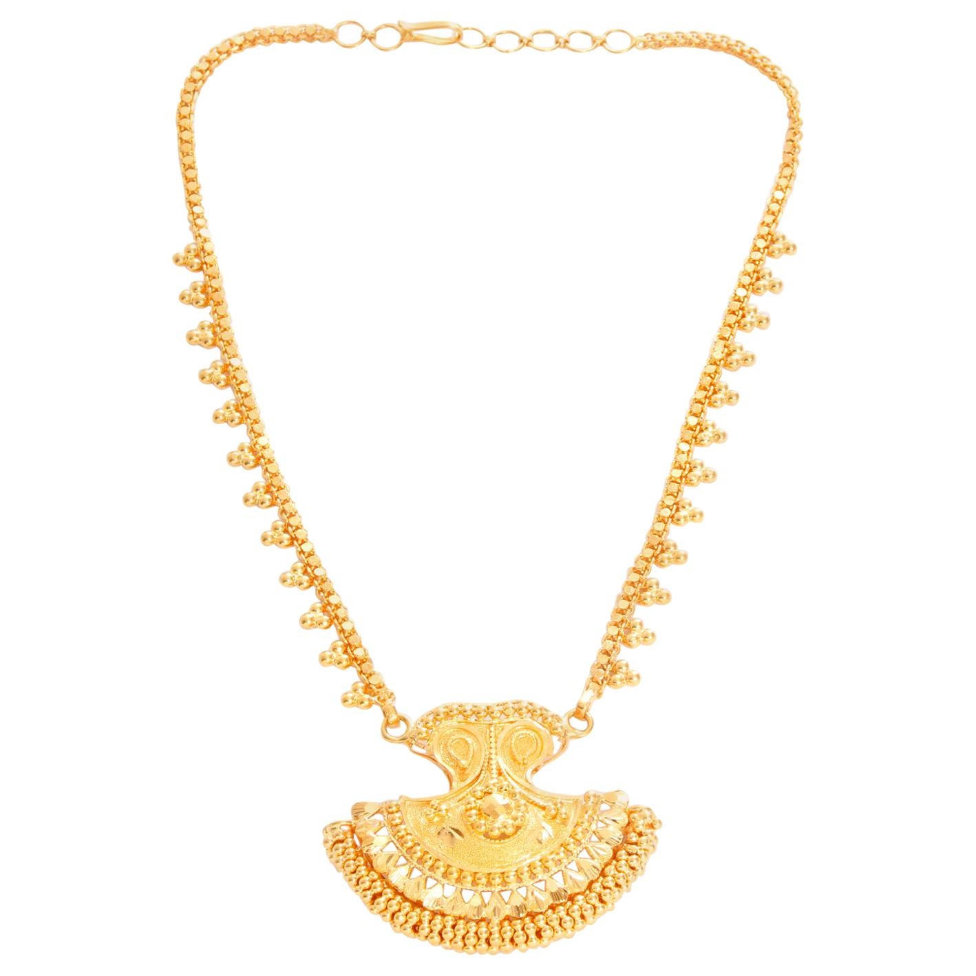 22 Karat Yellow Gold Indian Design Necklace