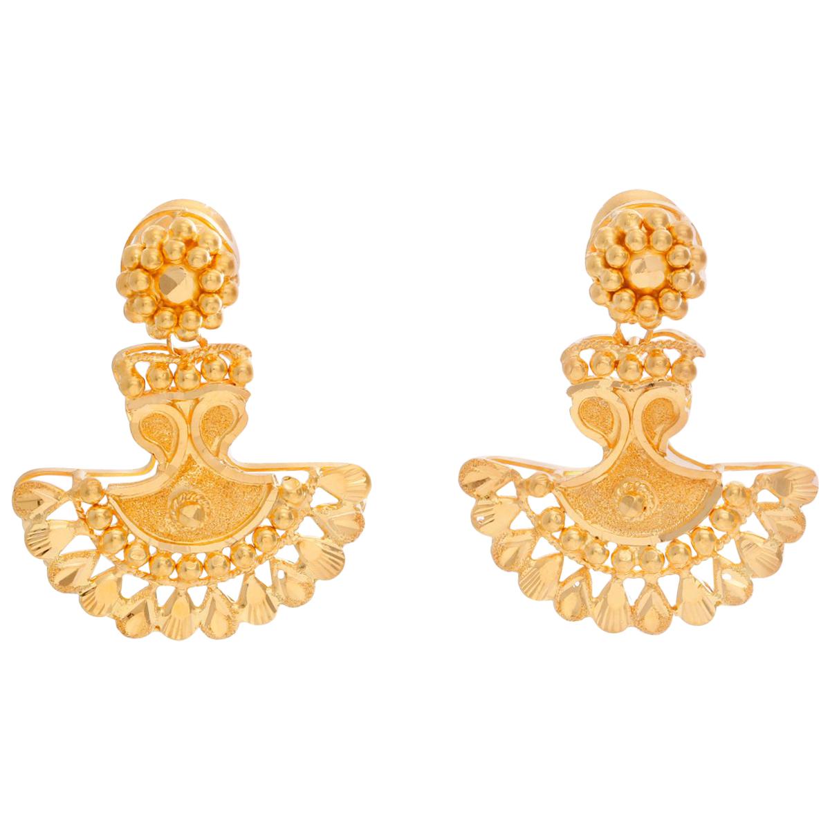 Boucles d'oreilles indiennes en or jaune 22 carats